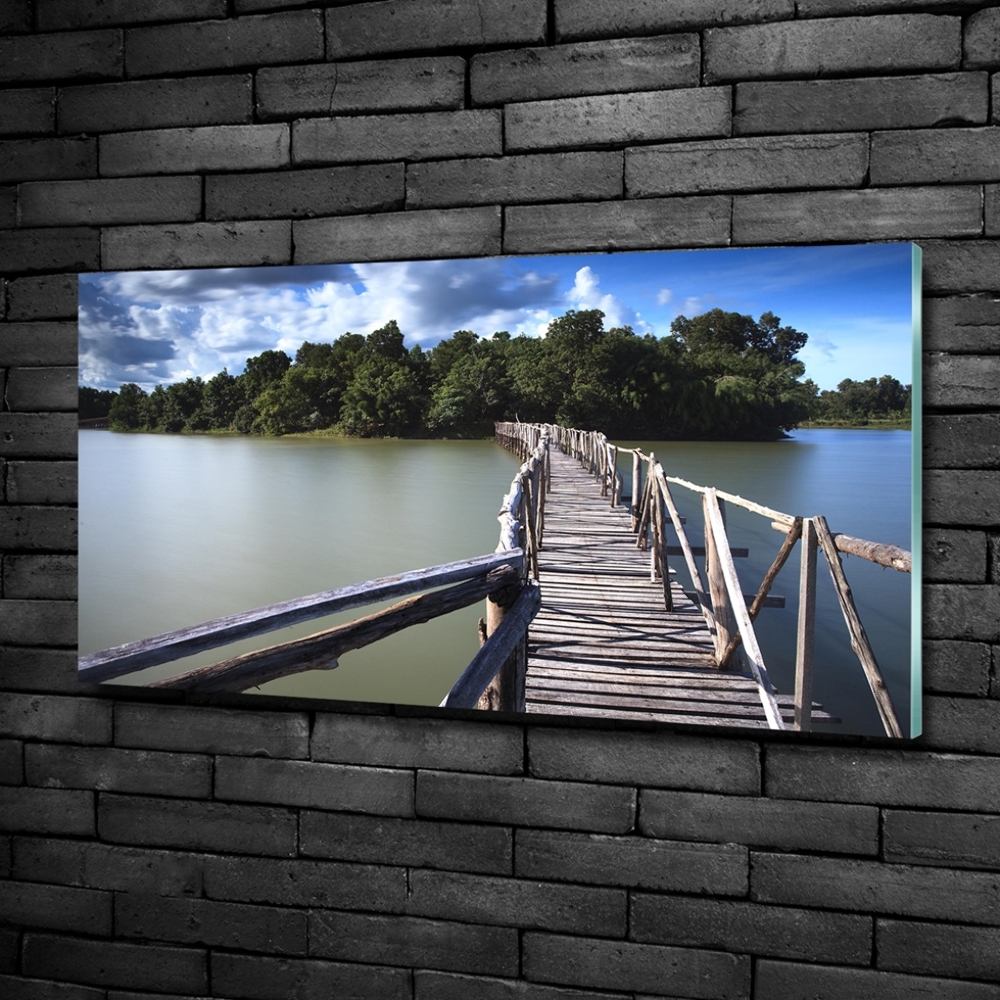 Glass art picture Wooden bridge