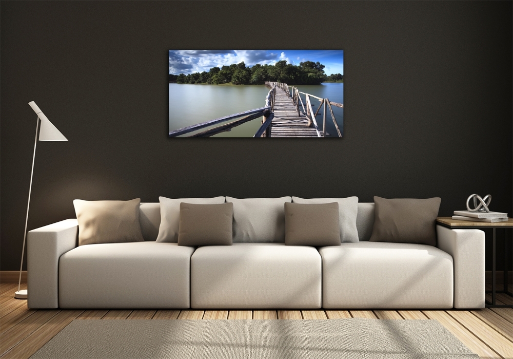 Glass art picture Wooden bridge