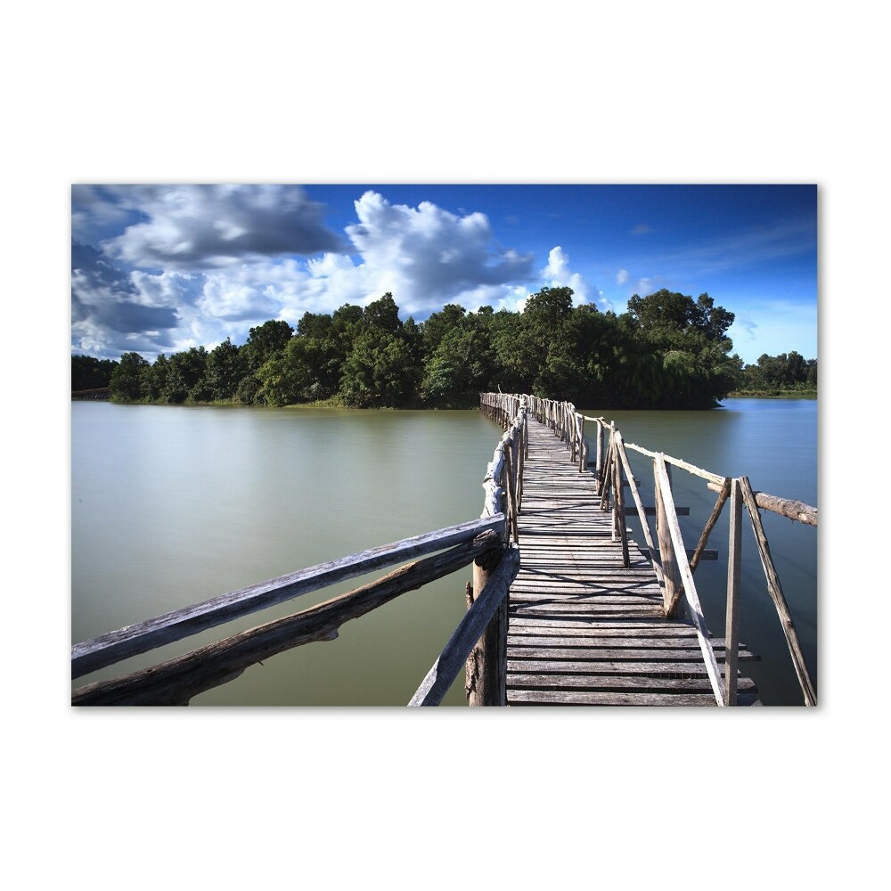 Glass art picture Wooden bridge