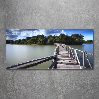 Glass art picture Wooden bridge