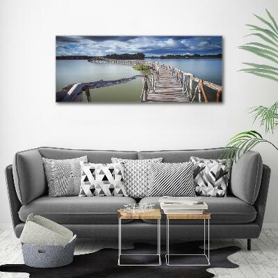 Glass art picture Wooden bridge