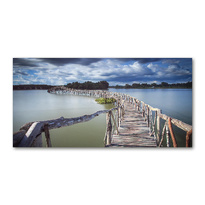 Glass art picture Wooden bridge