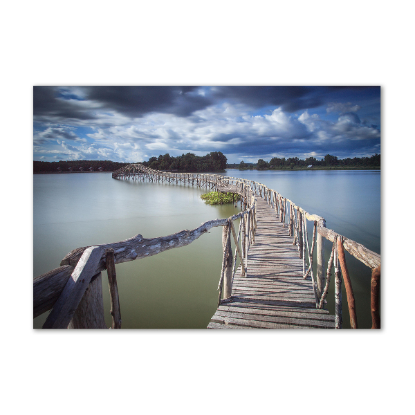 Glass art picture Wooden bridge