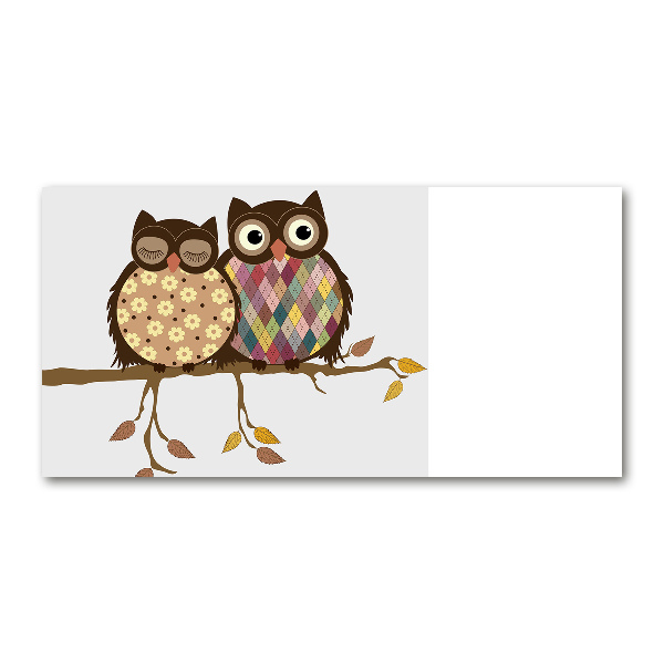 Glass picture print Two owls on the branches