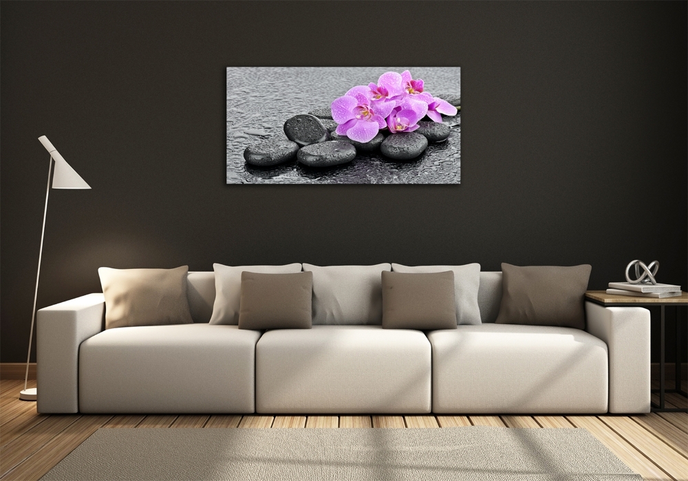 Wall art on glass Stones orchids