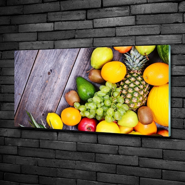 Glass wall art Fruit on wood