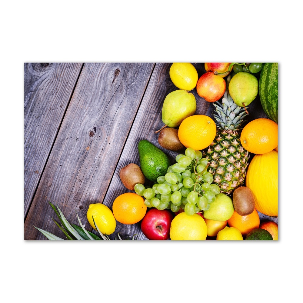 Glass wall art Fruit on wood