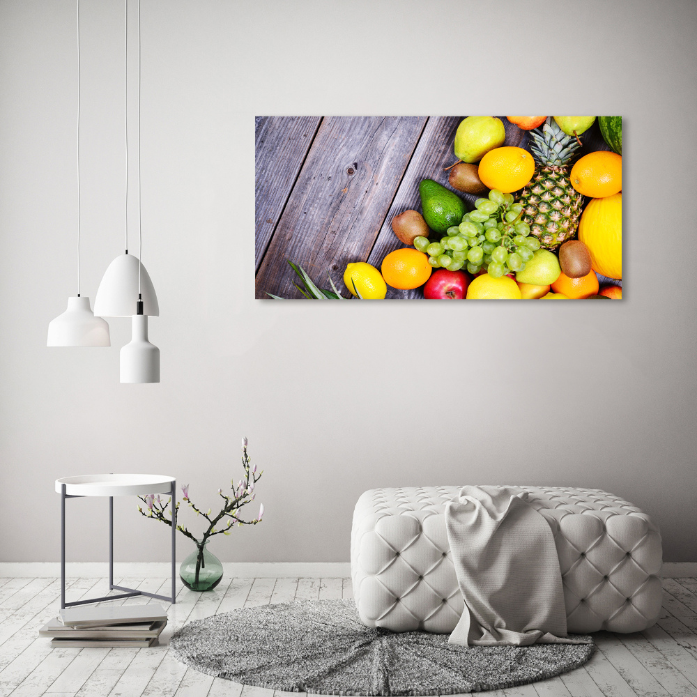 Glass wall art Fruit on wood