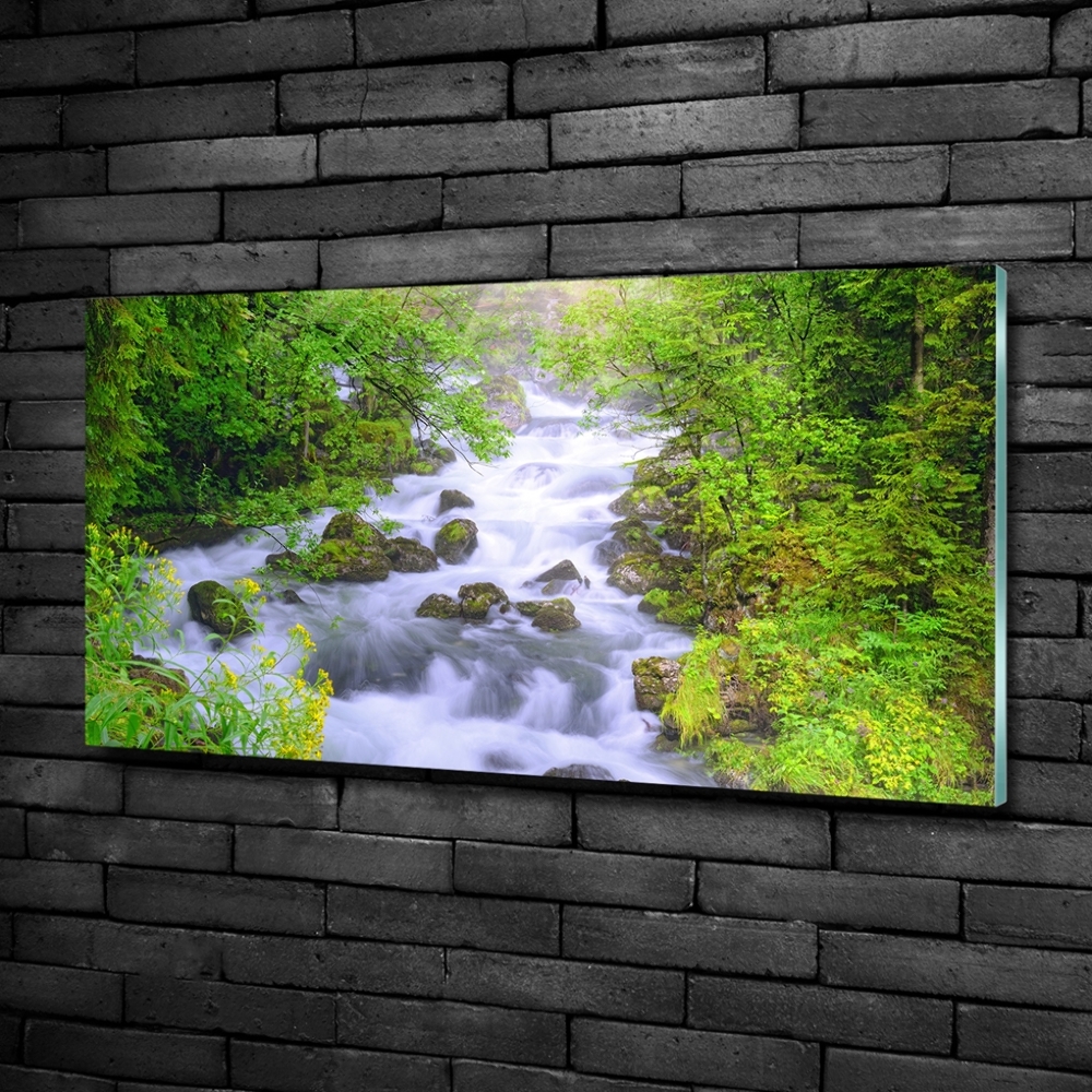 Glass art picture Mountain river