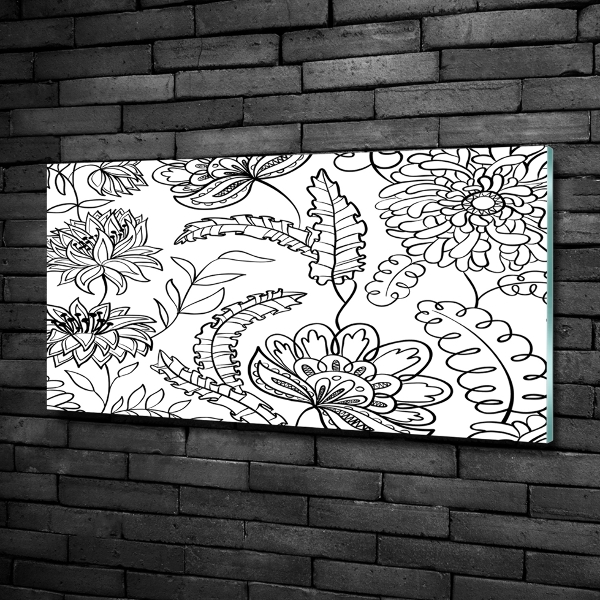 Glass wall art Floral pattern