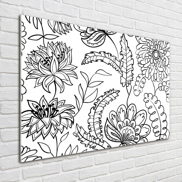 Glass wall art Floral pattern