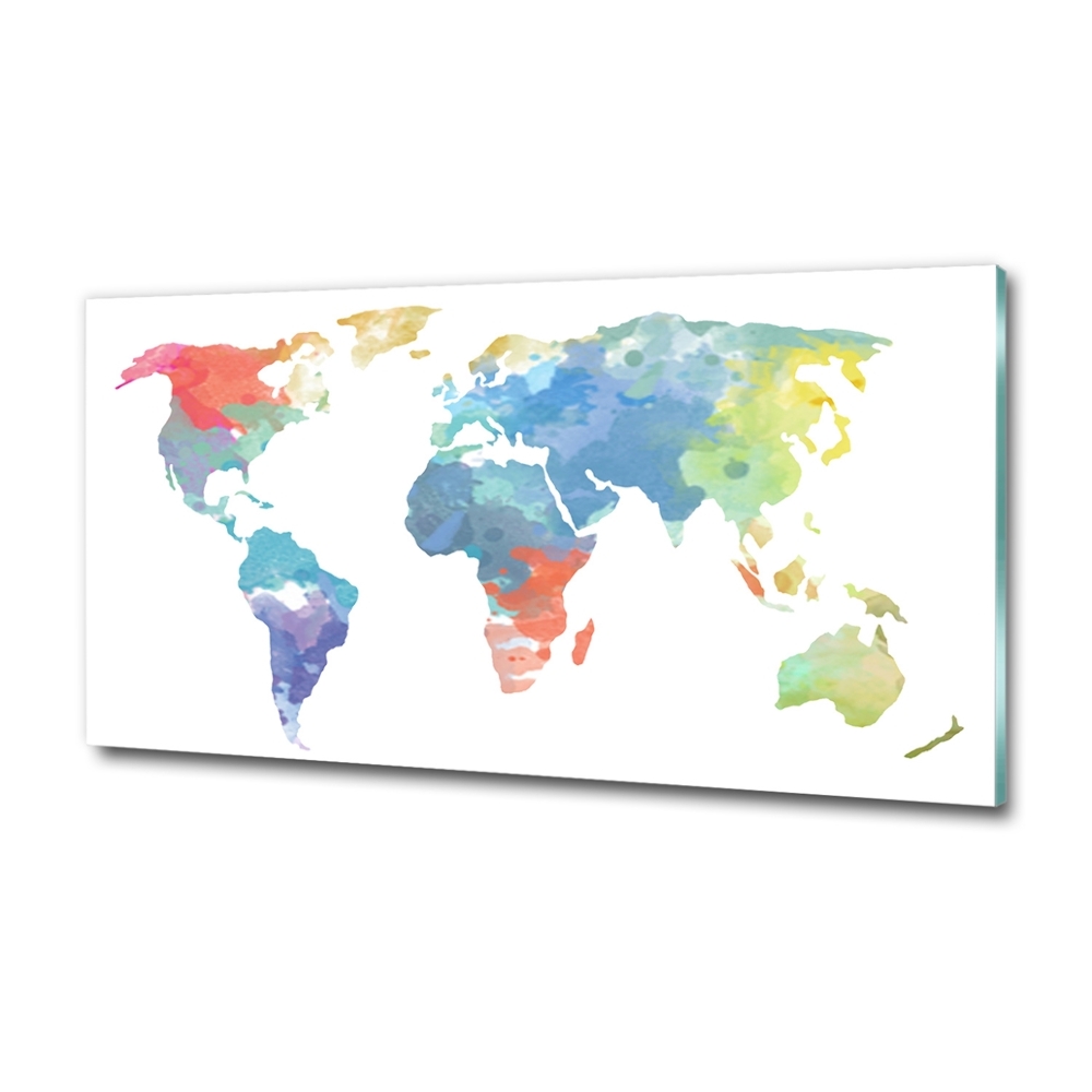 Wall art on glass World map