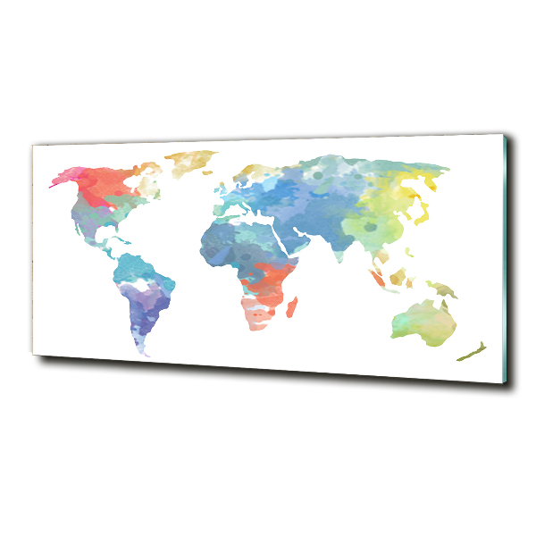 Wall art on glass World map