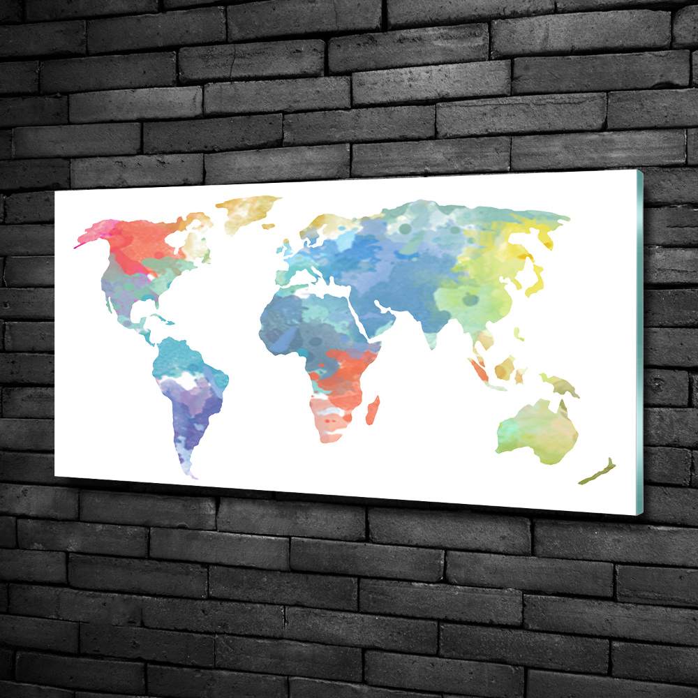 Wall art on glass World map