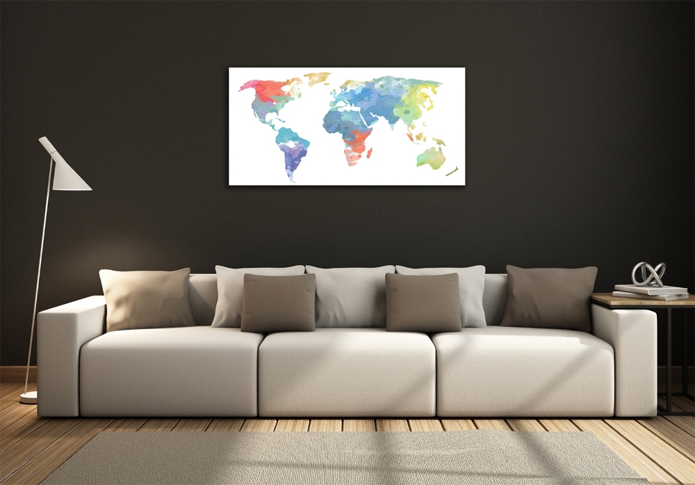 Wall art on glass World map