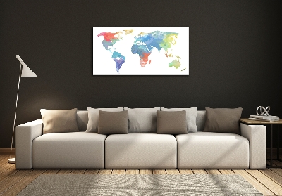 Wall art on glass World map