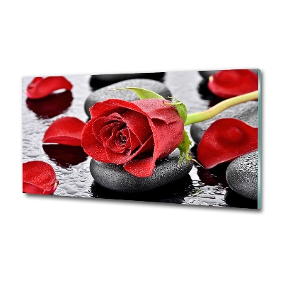 Glass wall art Red rose