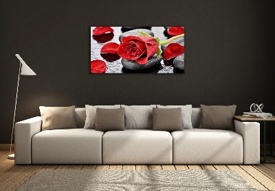 Glass wall art Red rose