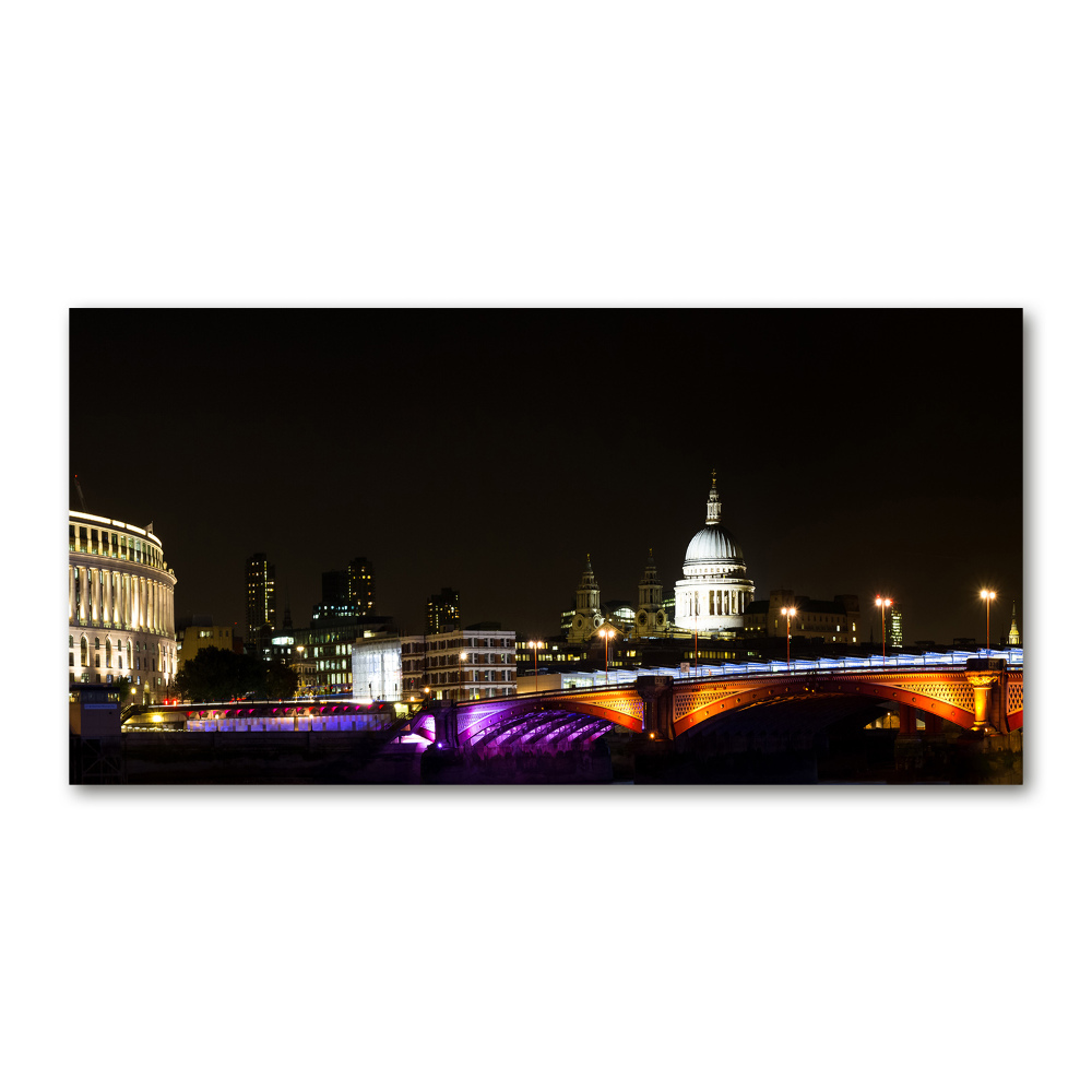 Wall art on glass Bridge at night