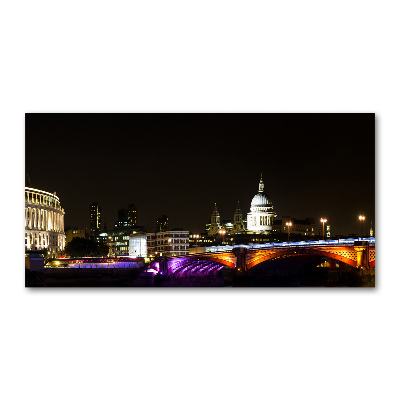 Wall art on glass Bridge at night