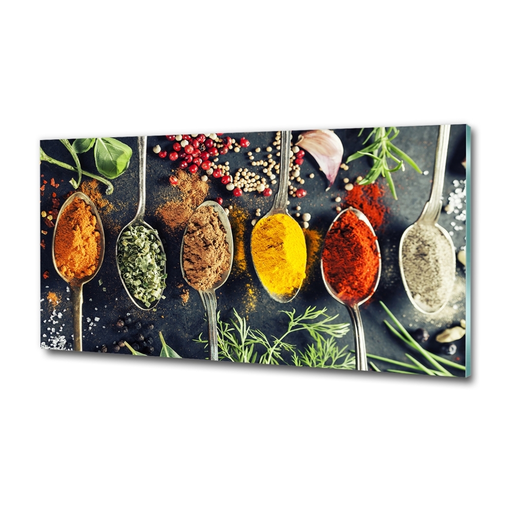 Wall art on glass Colorful spices