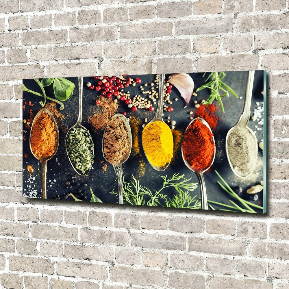 Wall art on glass Colorful spices