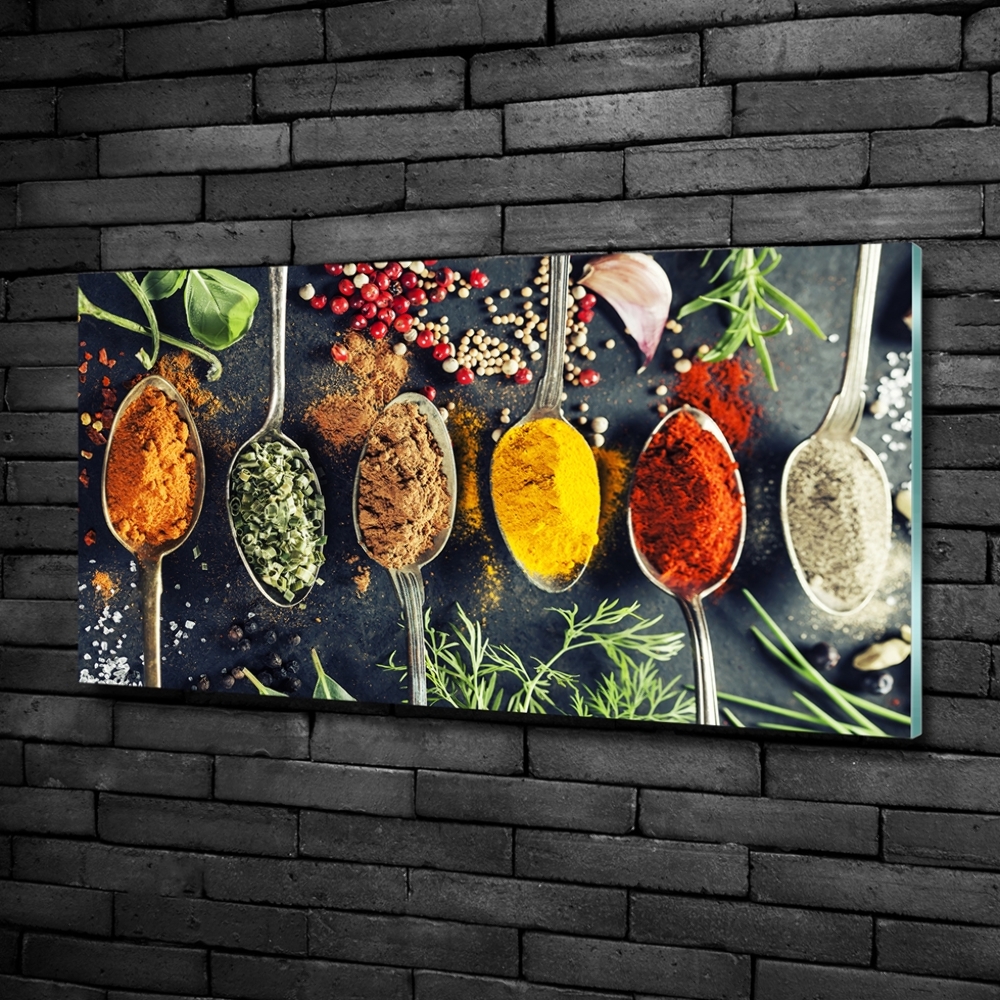 Wall art on glass Colorful spices