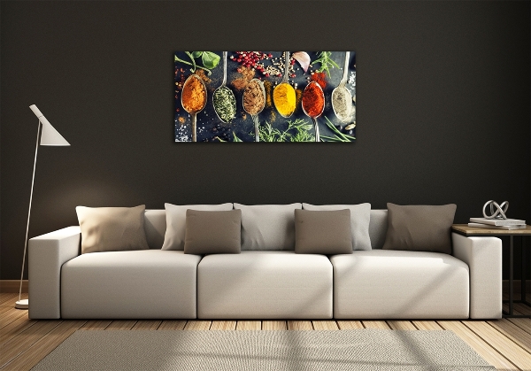 Wall art on glass Colorful spices