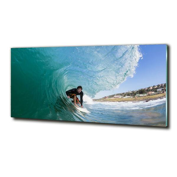 Glass art print Surfer on the wave