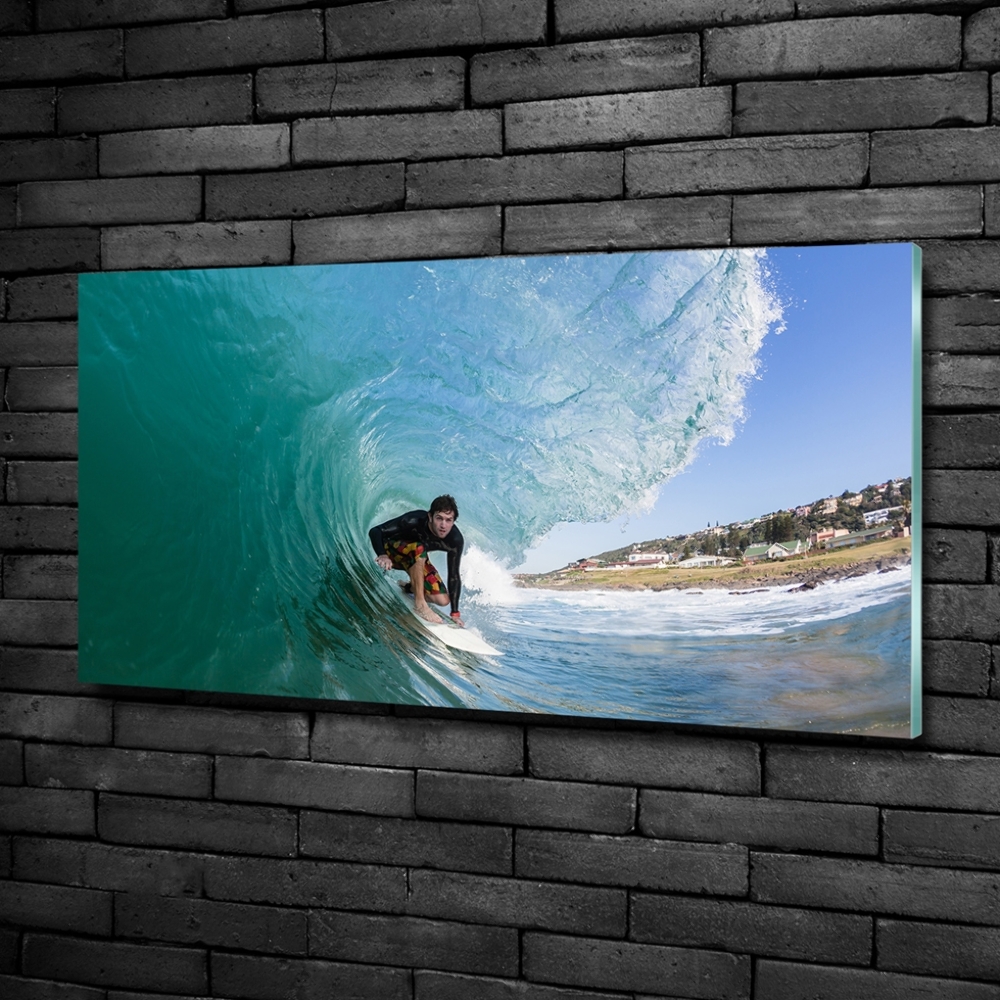 Glass art print Surfer on the wave