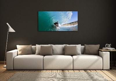 Glass art print Surfer on the wave