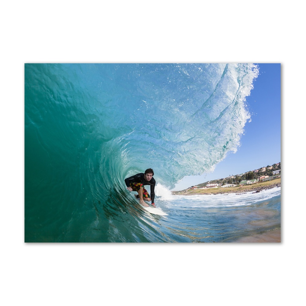 Glass art print Surfer on the wave