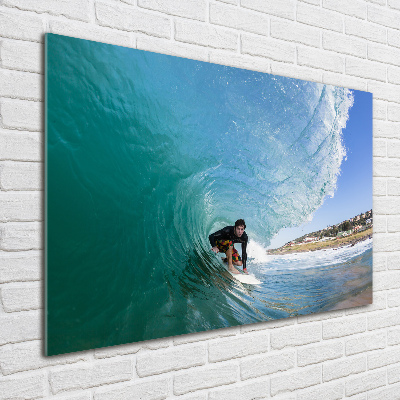 Glass art print Surfer on the wave