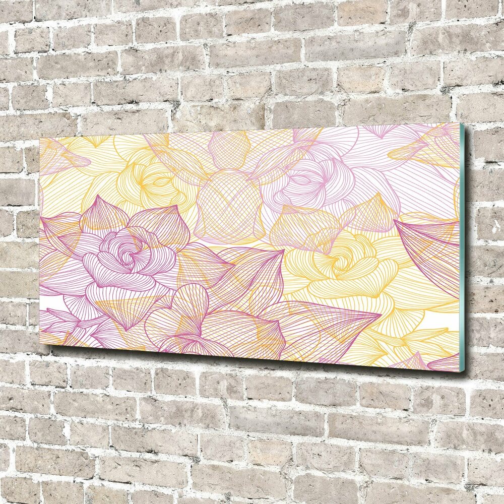 Wall art on glass Floral pattern