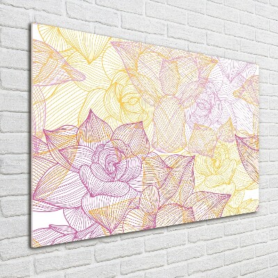 Wall art on glass Floral pattern