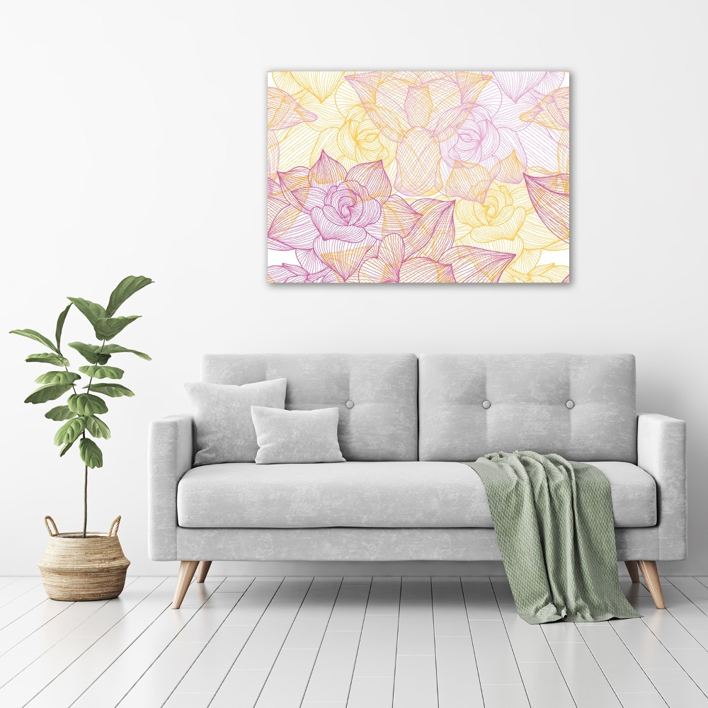 Wall art on glass Floral pattern