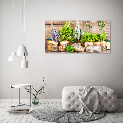 Wall art on glass Herbs on a string