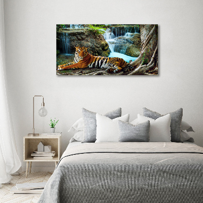 Glass wall art Waterfall tiger