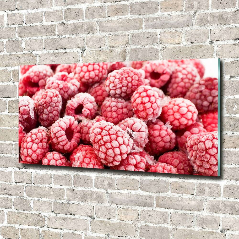 Wall art on glass Frozen raspberries