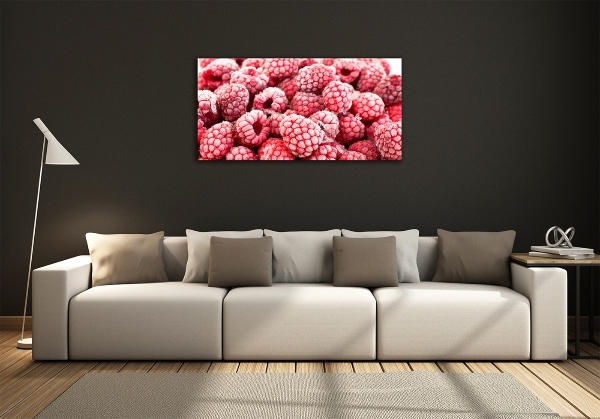 Wall art on glass Frozen raspberries