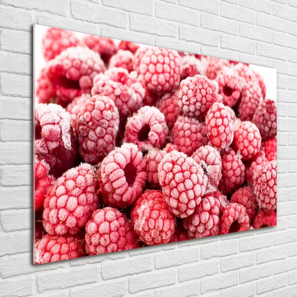 Wall art on glass Frozen raspberries