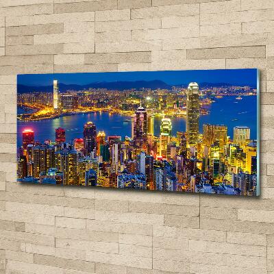 Glass art print Hong kong at night