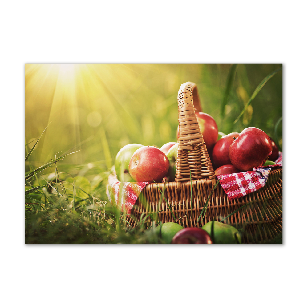 Glass art print Apples in the basket