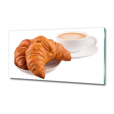 Wall art on glass Croissants and coffee