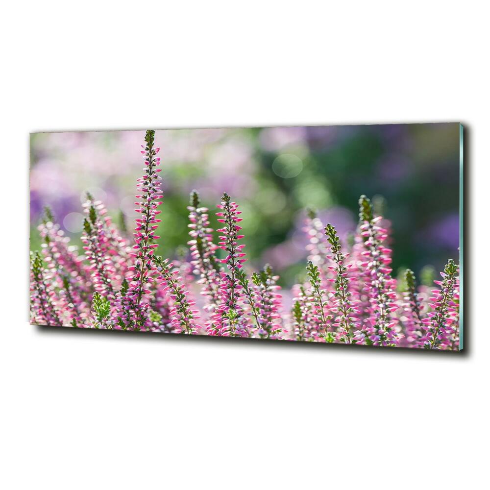 Glass art picture Heather flowers