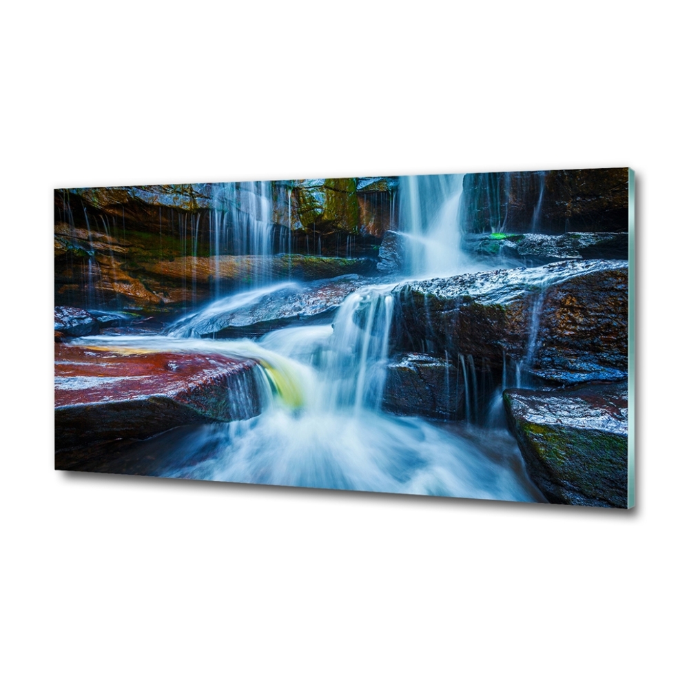 Glass picture wall art Tropical waterfall