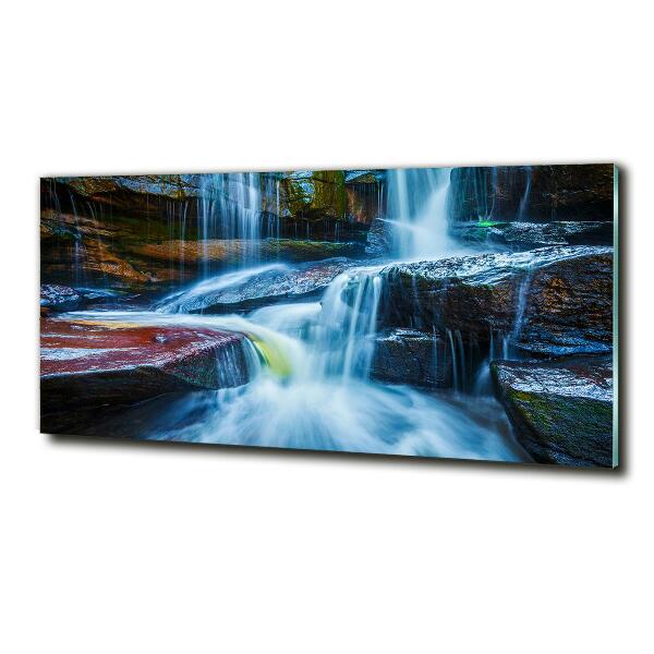 Glass picture wall art Tropical waterfall