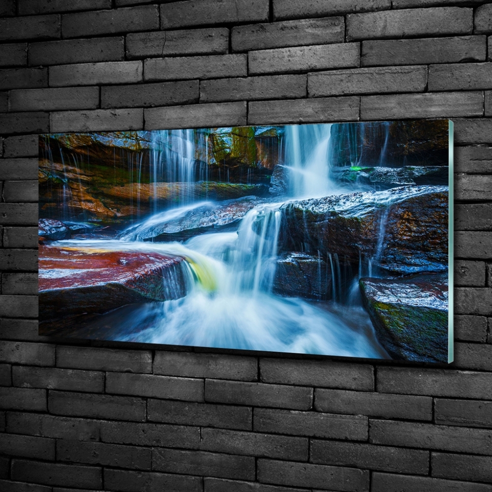 Glass picture wall art Tropical waterfall