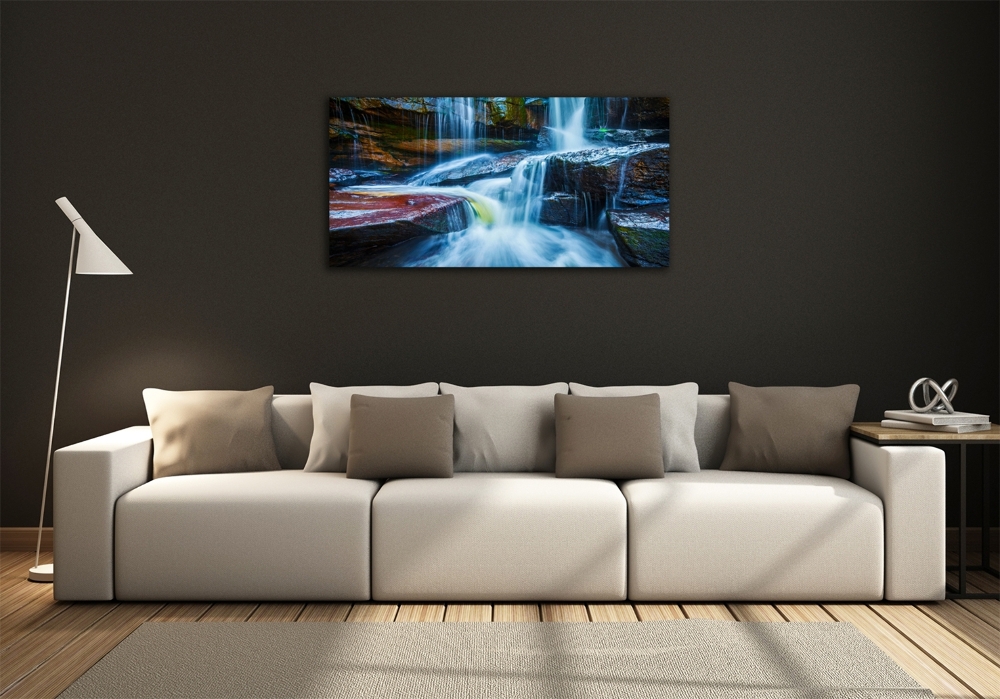 Glass picture wall art Tropical waterfall