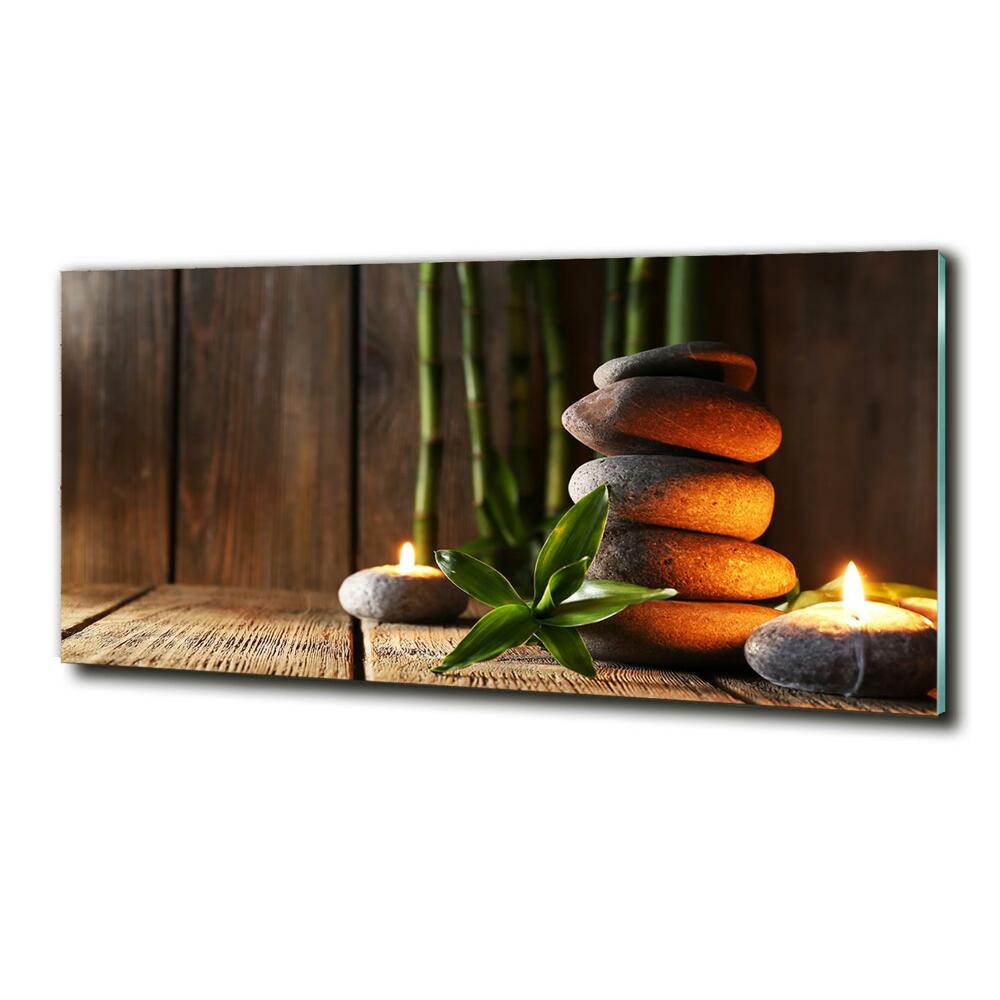 Glass art picture Zen bamboo stones